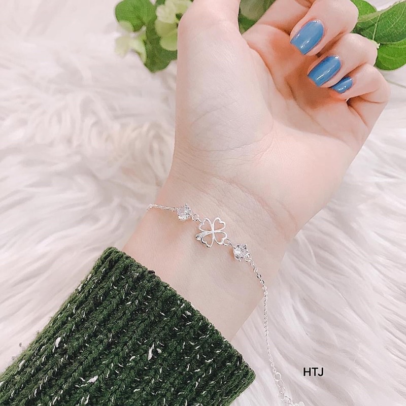 Lắc tay nữ cỏ 4 lá THj xinh nhẹ nhàng dễ đeo -Chuẩn bạc ta