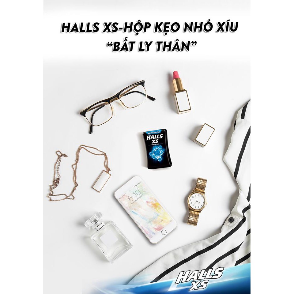 Kẹo ngậm cai thuốc lá không đường HALLS XS vị mật ông chanh hộp 15gr