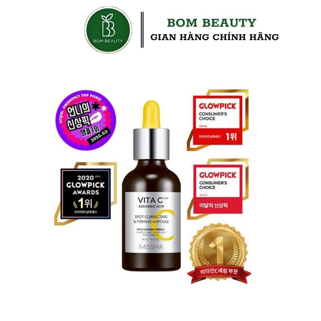 Serum dưỡng trắng mờ thâm nám Missha Vita C Plus Spot Correcting &amp; Firmming Ampoule 30ml