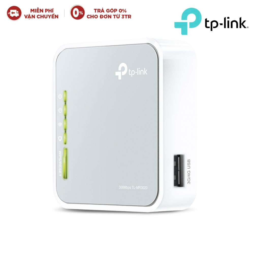 [Mã ELMALLCOIN hoàn 8% xu đơn 499K] TP-Link Bộ phát wifi di động 3G 4G (sử dụng USB) Chuẩn N 300Mbps TL-MR3020