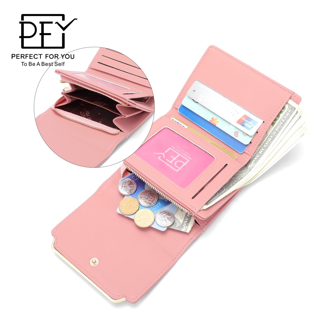 Ví PERFECT FOR YOU bằng da PU gấp gọn thời trang dễ thương cho nữ