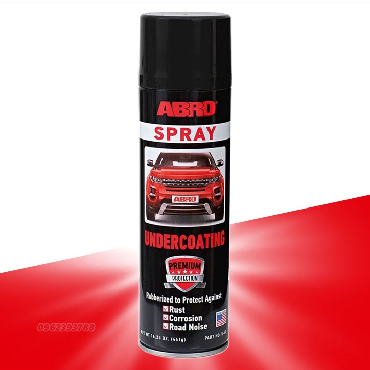 Chai xịt sơn phủ gầm ô tô, chống rỉ khung gầm xe Abro U-60 Spray Undercoating (Hàng Mỹ)