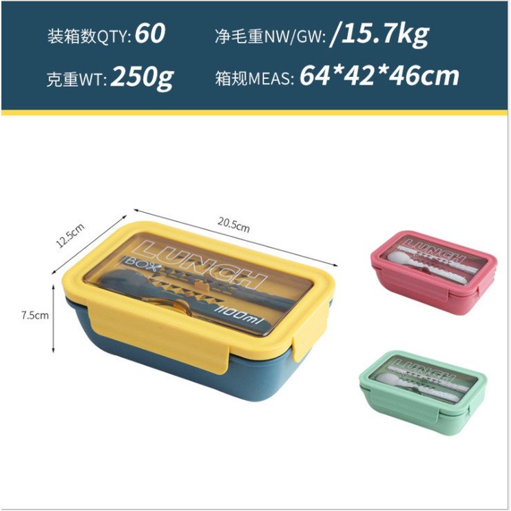 Hộp cơm văn phòng giữ nhiệt Lunch Box 850ml-1000ML tặng kèm muỗng thìa cao cấp an toàn sức khỏe sử dụng được lò vi sóng