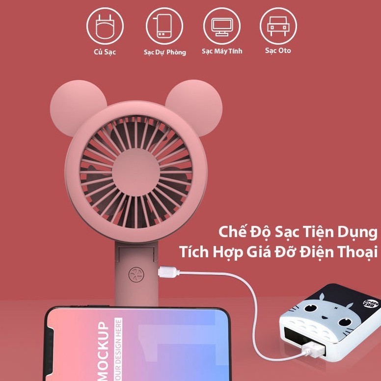 Quạt mini Cầm Tay 💥CunTom💥quạt mini sạc điện cầm tay