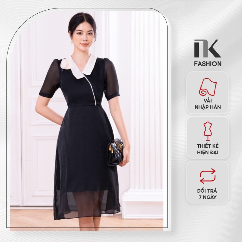Đầm Công Sở NK Fashion Thiết Kế Cổ Sen Thanh Lịch, Chất Liệu Nhập Hàn Cao Cấp NKDV2202007
