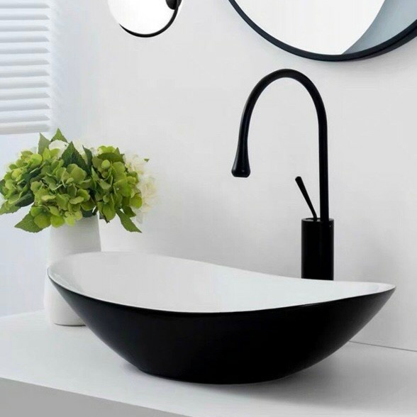 Bồn rửa mặt màu trắng đen / lavabo màu trắng đen