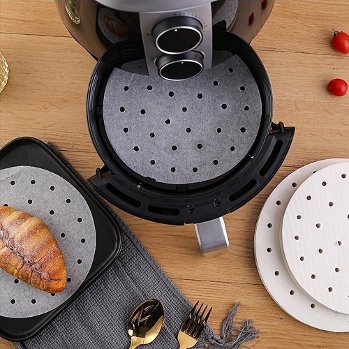 Set 100 Tờ Giấy Nến Đục Lỗ, Tròn, Chống Dính Cho Nồi Chiên Không Dầu, Lót Xửng Hấp Size 23cm Tiện Lợi