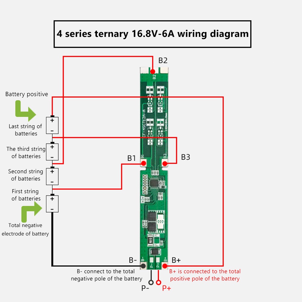Bảng mạch bảo vệ pin lithium PCBFUN không có cân bằng 4S 6A 16.8V