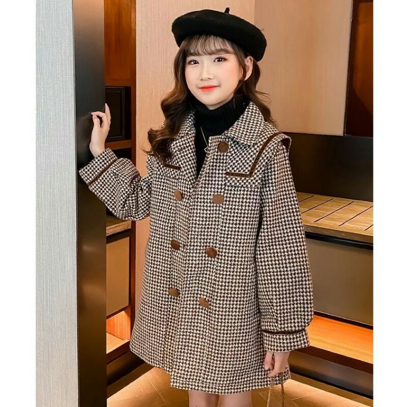 Áo dạ kẻ cho bé gái phong cách HQ