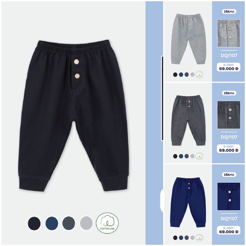 {Nhùn nhùn}Quần rời cotton bé trai Dokma size 6-9m đến 2-3y