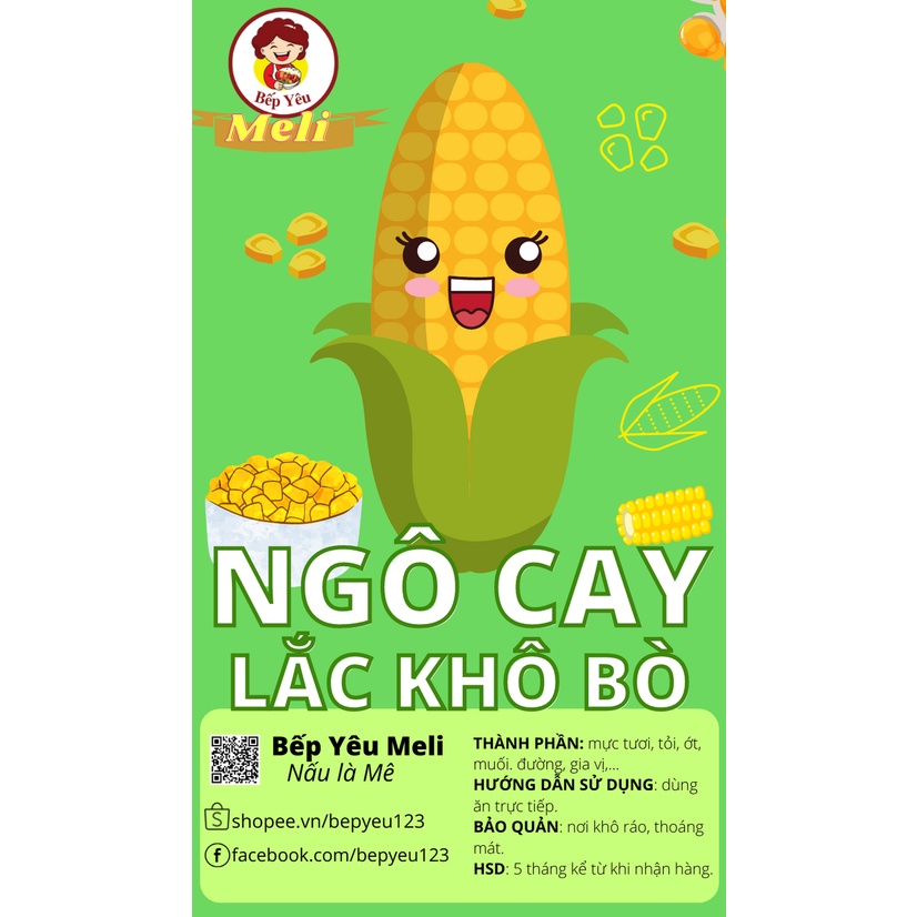 Ngô cay lắc bò khô 200gr (cay vừa) đồ ăn vặt siêu đỉnh Bếp yêu  Meli