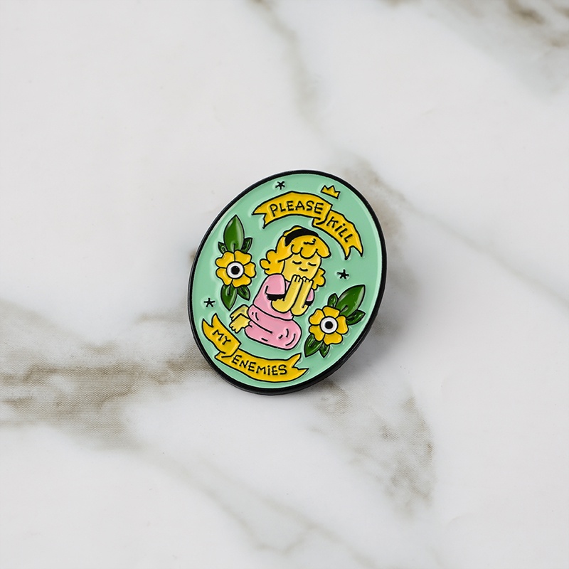 Ghim Cài Áo In Chữ Please Kill My Enemies Ngộ Nghĩnh
