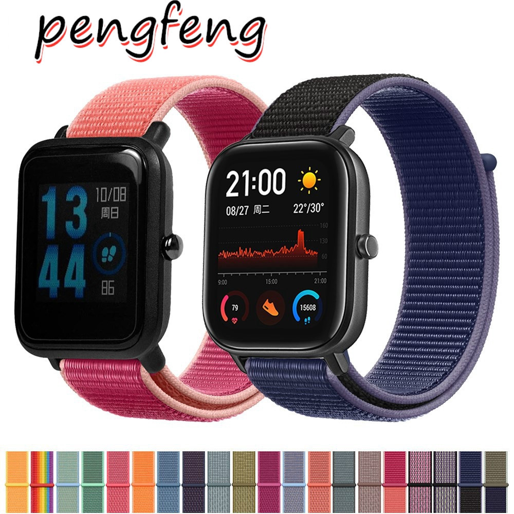 Dây Đeo Sợi Nylon 20mm Cho for Xiaomi Huami Amazfit Bip Lite 1S U pro / GTS 3 2 2e 2Mini