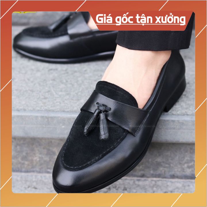 Giày Tây Chuông MIX Da Lộn - Phong Cách Hàn Quốc. Trẻ Trung , Năng Động. Tặng Lót