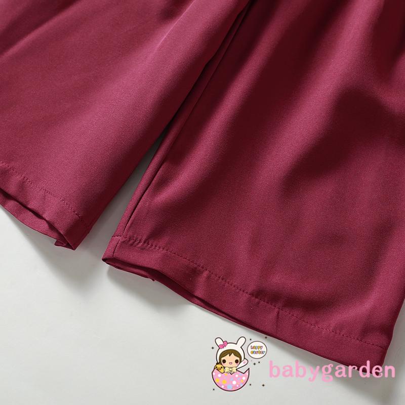 Bộ áo croptop sát nách màu trơn phối quần ống rộng thời trang mùa hè cho bé gái