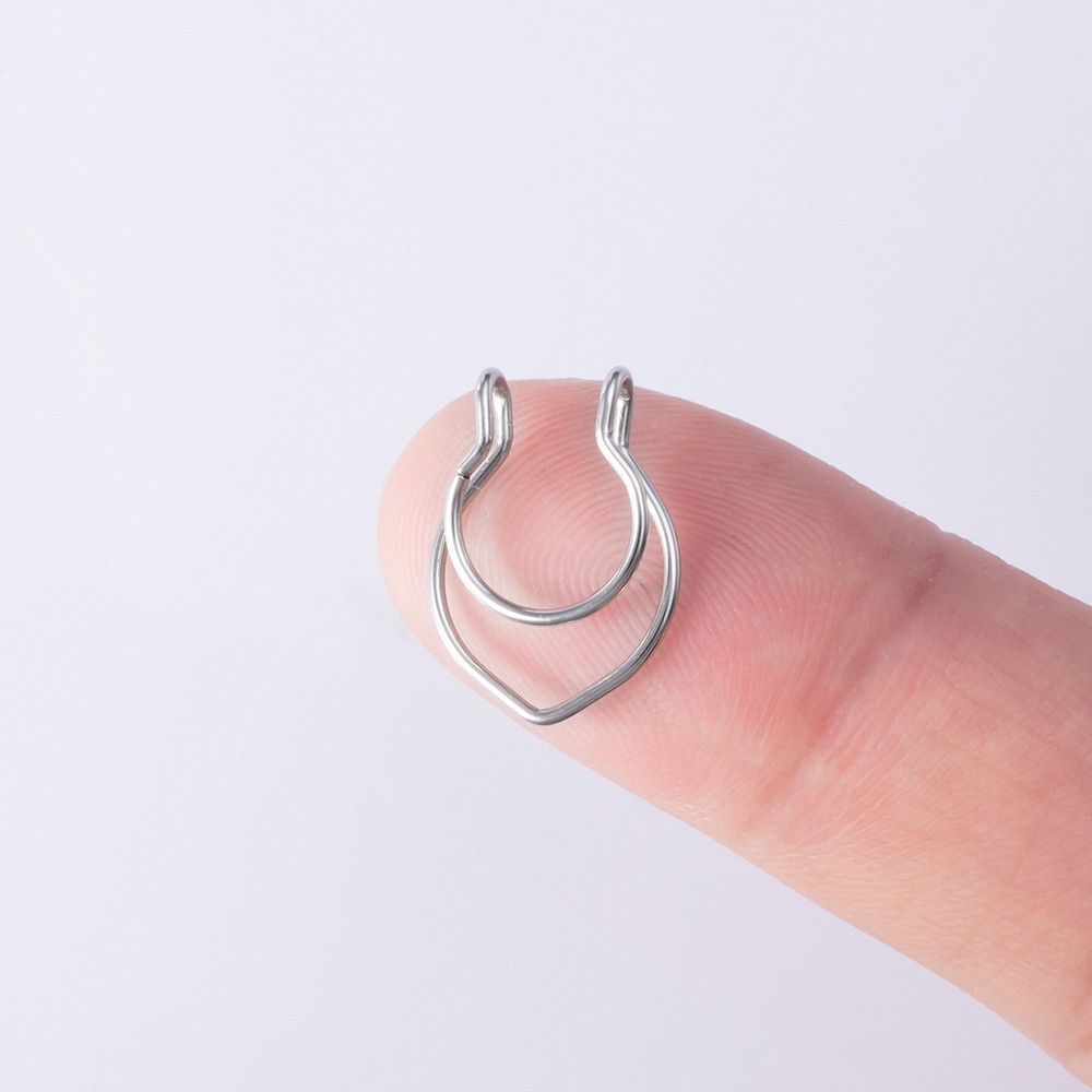 Khuyên Mũi Kẹp Khuyên Mũi Septum 2 Lớp Không Cần Xỏ Thép Titan Không Gỉ