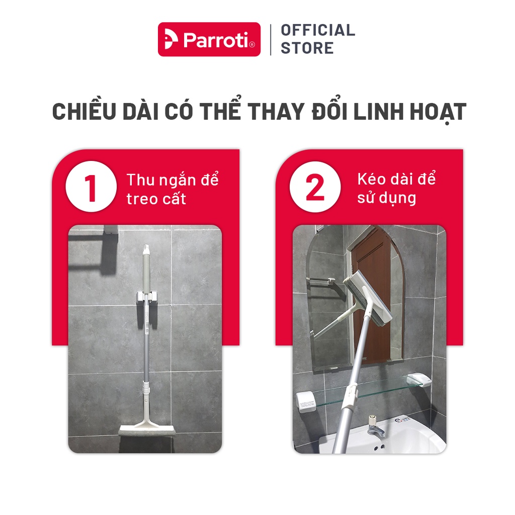 Cây lau kính, gạt chùi kính đa năng 2 đầu trong 1, cán nhôm cao cấp Parroti SN01