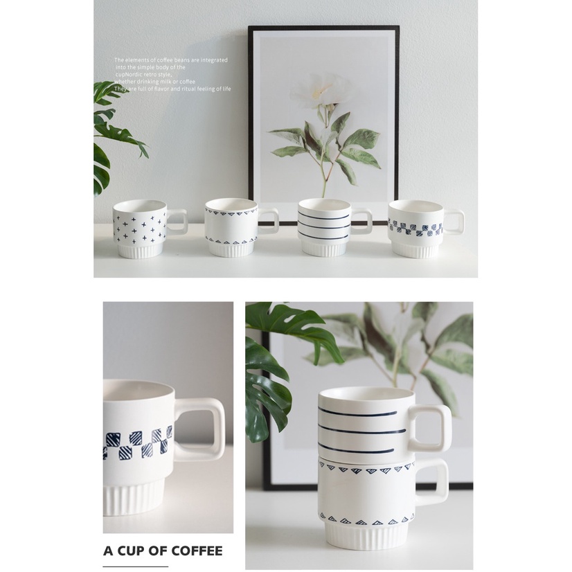 Cốc sứ uống trà, cafe 320ml phong cách Bắc Âu