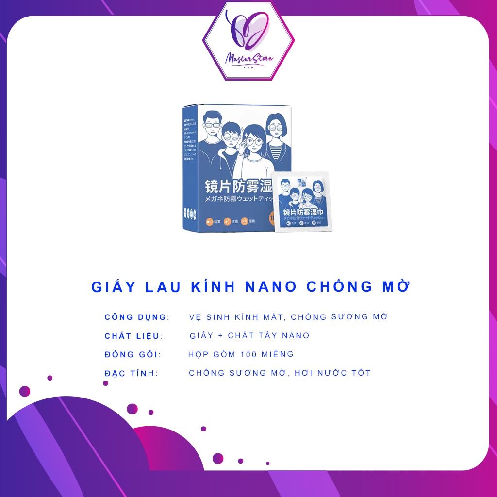 Hộp 100 miếng Khăn giấy Lau kính, camera, màn hình chống bụi bẩn, vân tay, hơi nước Master Store
