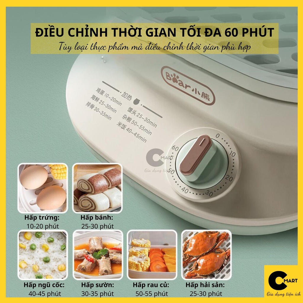 Nồi Hấp Hai Tầng Bear DZG-C60W9 Chính Hãng Dung tích 6L [CMART_GIA DỤNG TIỆN ÍCH]