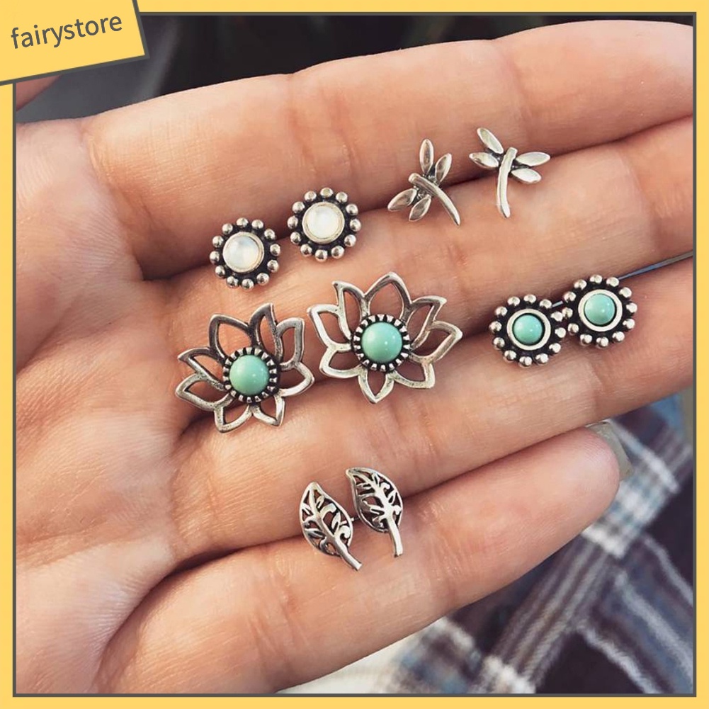 Set 5 Đôi Bông Tai Nhiều Kiểu Xinh Xắn Đáng Yêu Cho Nữ