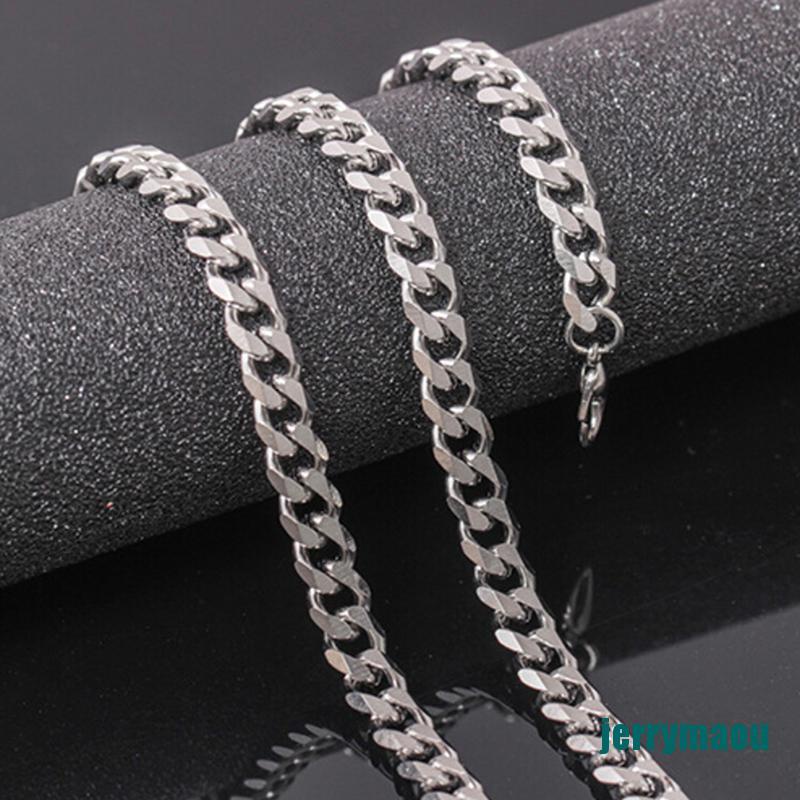 [JERM] Size 4-6mm Men's Necklace Stainless Steel Cuban Link Chain Hip Hop Jewelry Gift  RAOU