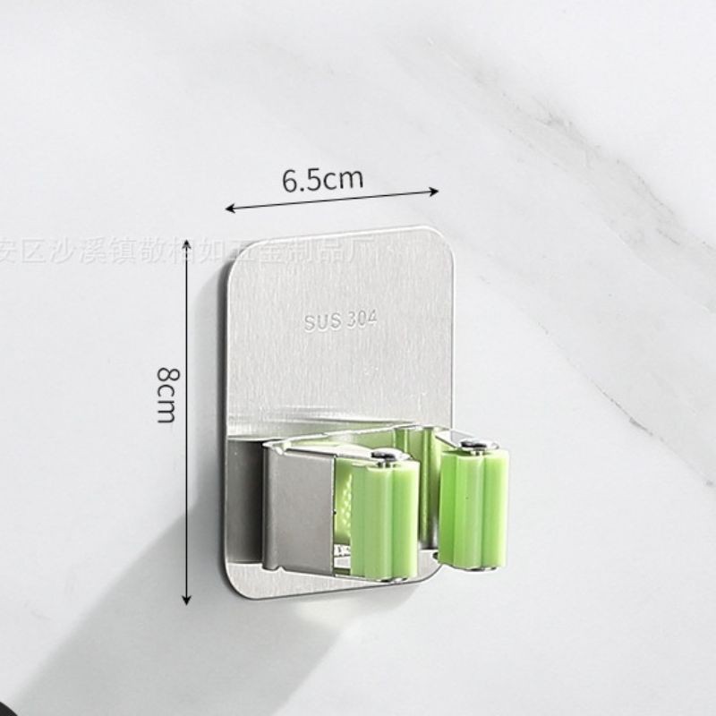 Móc Treo Cây Lau Nhà , Chổi Lau Nhà INOX304 Cao Cấp Dán Tường Có Móc Khăn