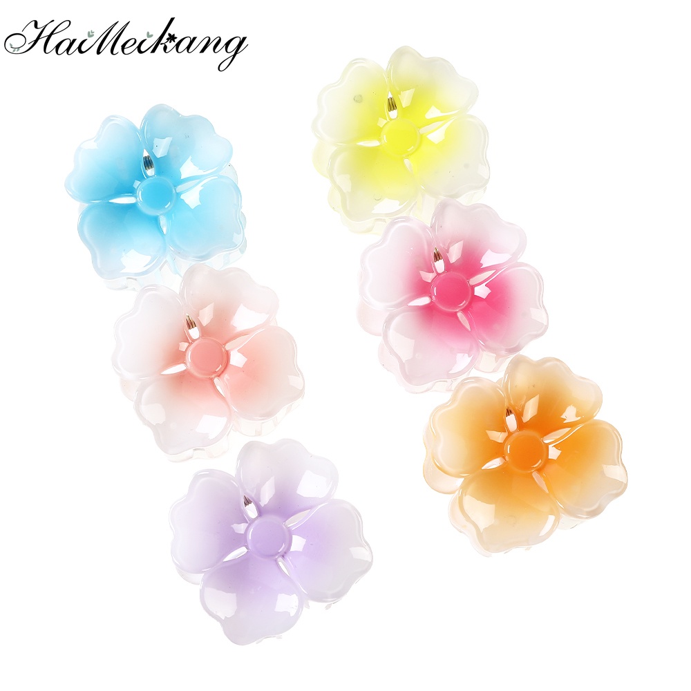 Kẹp tóc Haimeikang mặt hình hoa màu gradient phong cách Hàn Quốc dễ thương cho nữ