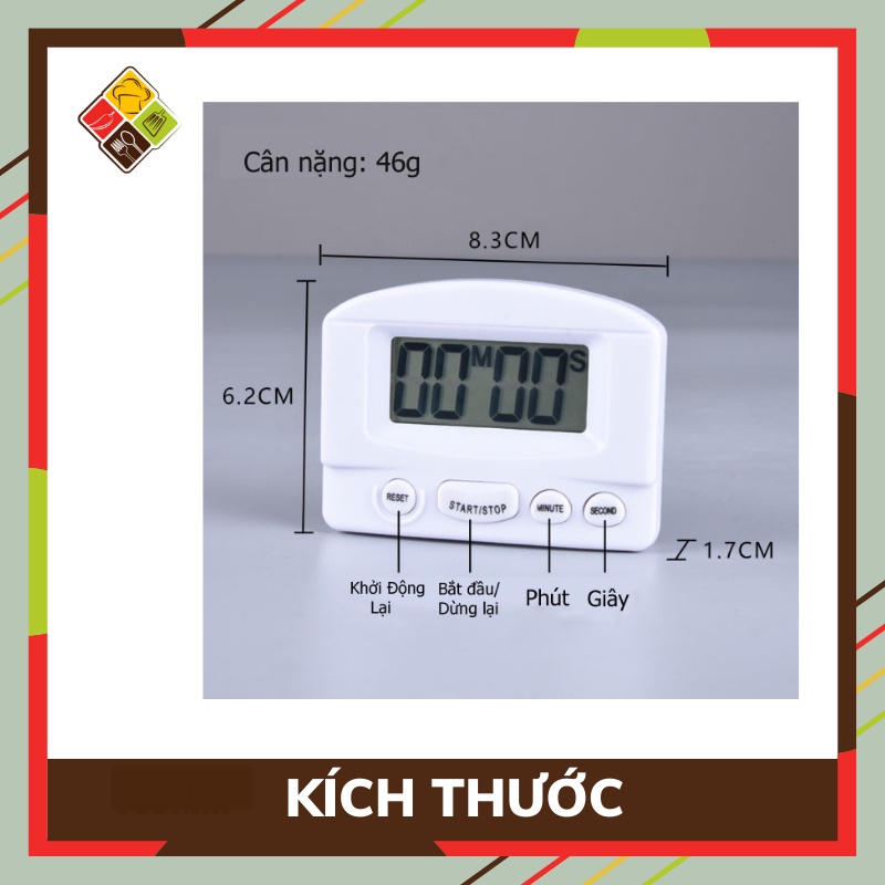 Đồng hồ hẹn giờ điện tử BEHOMEMALL bấm hẹn thời gian nấu ăn làm bánh tiện lợi