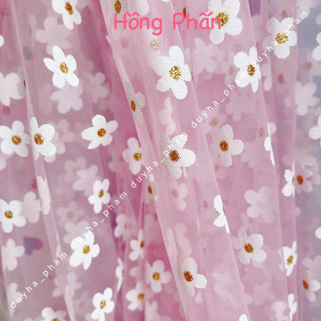 VẢI LƯỚI HOA MAI NHUỴ KIM TUYẾN XIN XẮN