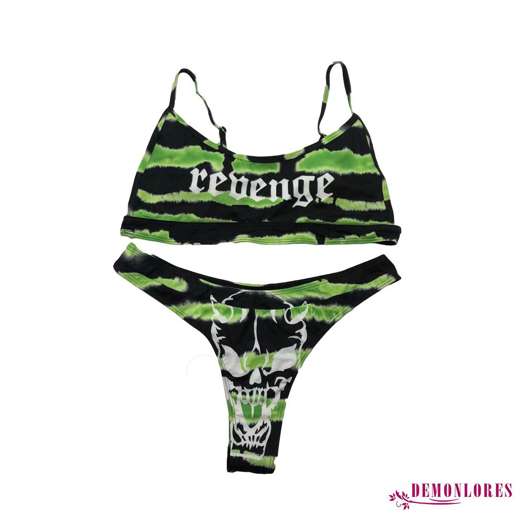 Bộ đồ bơi bikini hai mảnh không tay in họa tiết cổ điển gợi cảm cho nữ