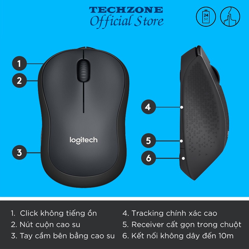 (Tặng Lót Chuột) Chuột không dây không tiếng ồn cao cấp Logitech nhỏ gọn,độ nhạy cao.Pin lên tới 24 tháng BH 1 năm