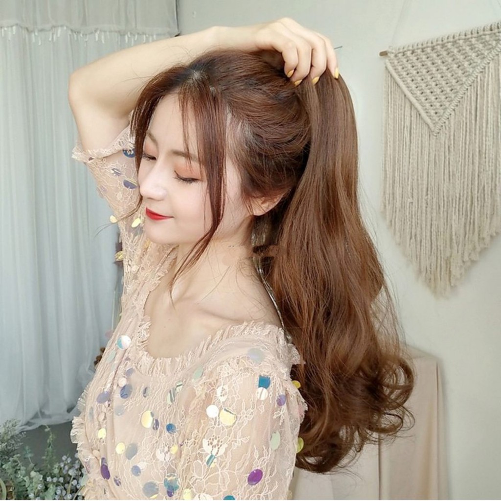 Tóc giả nữ ngoặm xoăn dài, tóc kẹp hàn quốc
