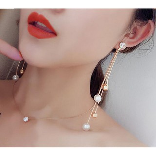 Bông Tai Chuỗi Dài Châu Vàng