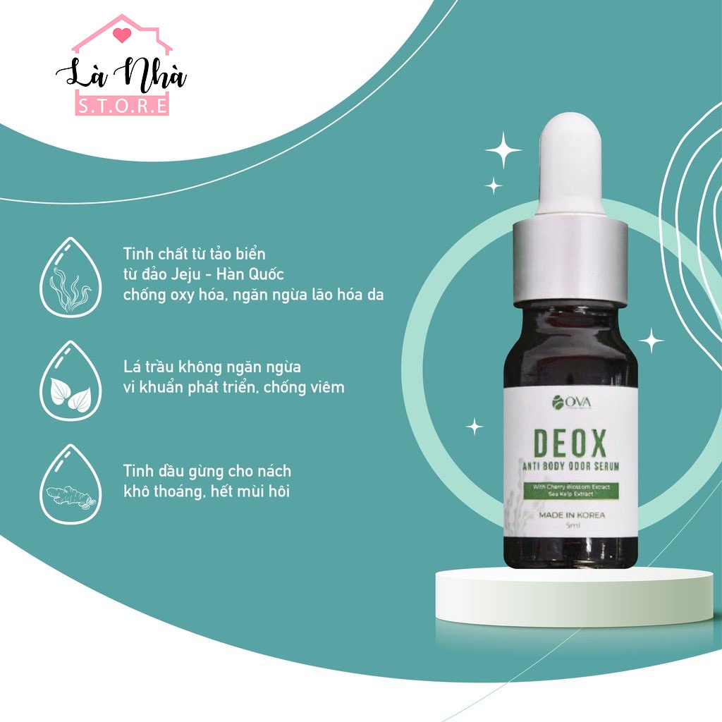 Serum khử mùi hôi nách DeoX, ức chế mồ hôi, làm sáng da vùng nách an toàn thiên nhiên 5ml