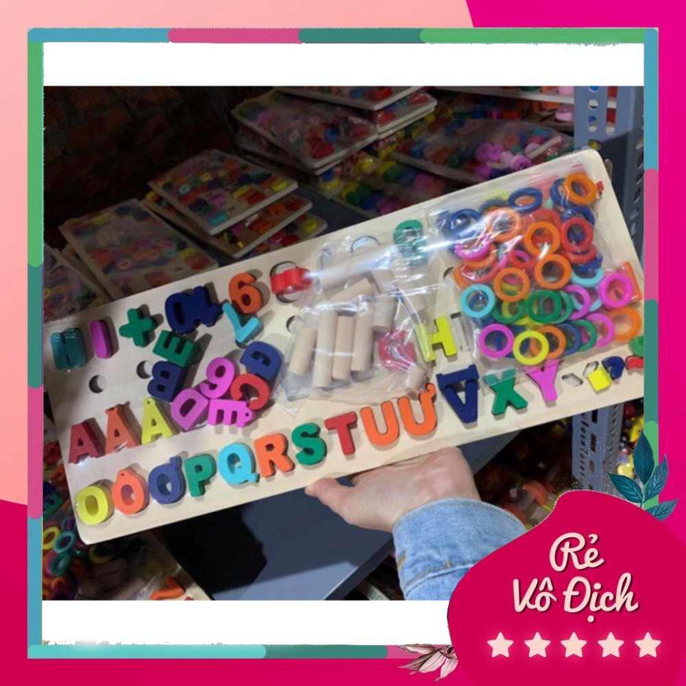 Đồ chơi Bảng Ghép Chữ Cái Và Cột Tính Học Đếm Cho Bé - Logic Toán Học Và Tiếng Việt BONBON KIDS