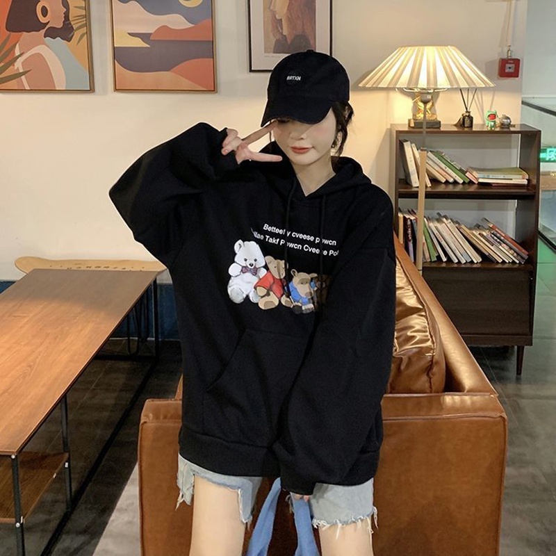 Áo Hoodie Dài Tay In Hình Hoạt Hình Dễ Phối Đồ Thời Trang Dành Cho Nữ