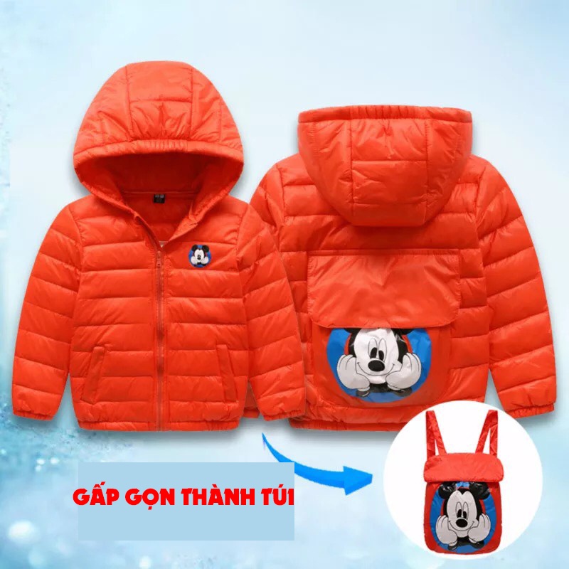 Áo phao áo khoác trẻ em , áo khoác phao trẻ em Mickey túi hộp cho bé trai bé gái lông vũ