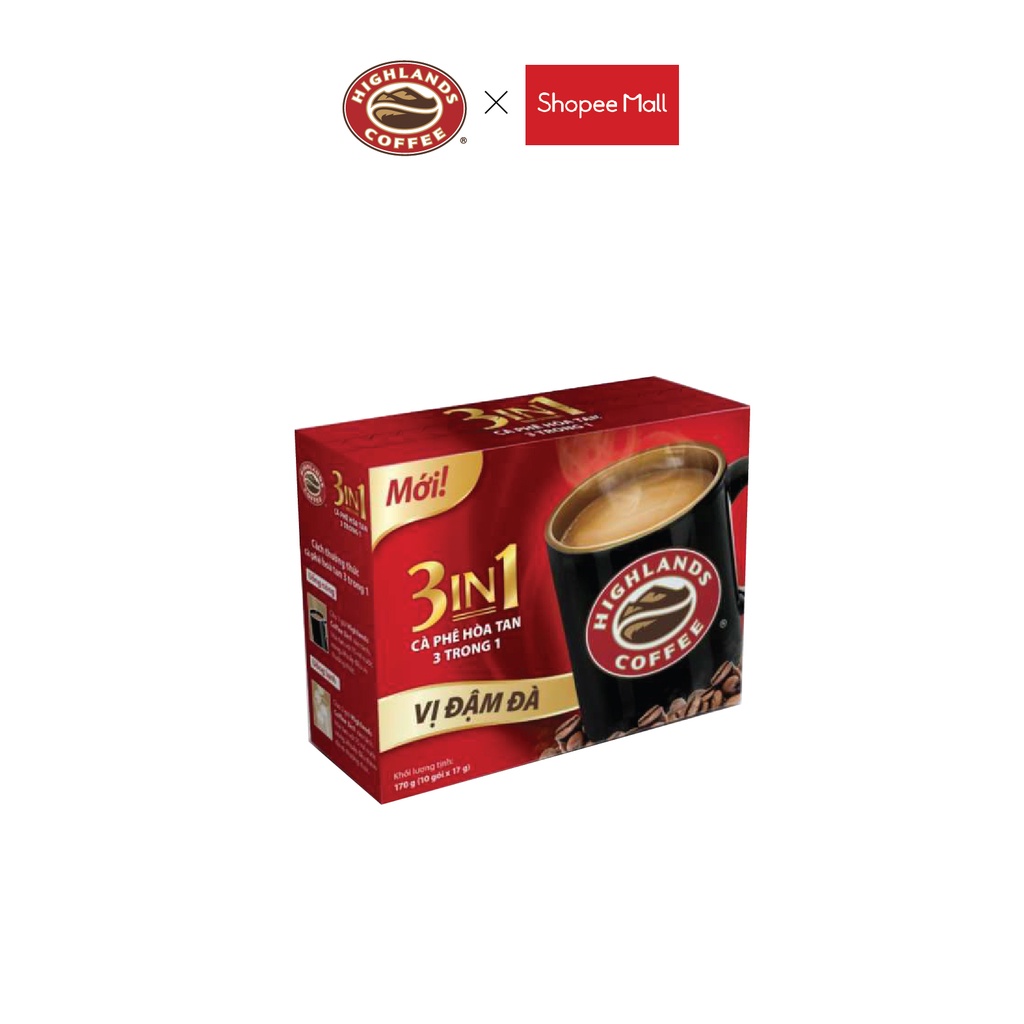 Cà Phê Hòa Tan 3in1 Highlands Coffee (hộp 10 Gói x 17g/gói)