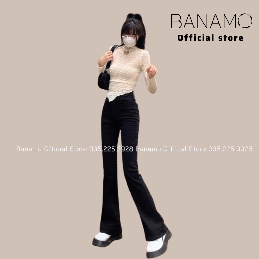 Quần jean ống loe 3 màu sang chảnh siêu hack dáng thời trang Banamo Fashion 463