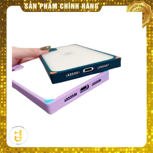 Ốp vuông nhám Iphone viền màu