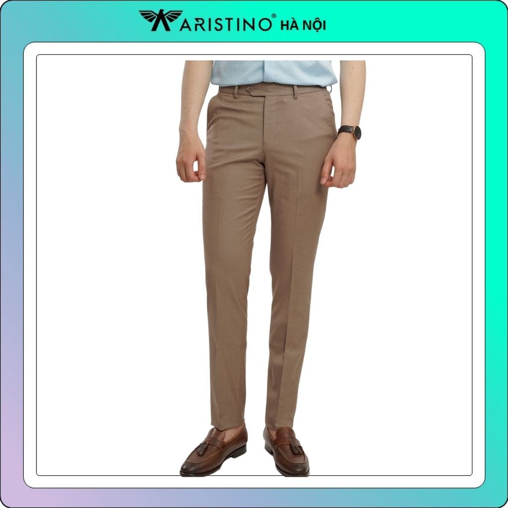 Quần âu nam ARISTINO- slim - atr009s7- nâu co giãn nhẹ còn-35