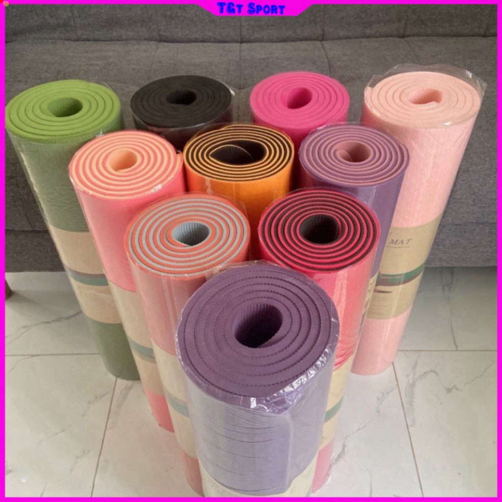 Thảm Yoga Chống Trượt, Thảm Tập Yoga Định Tuyến, Tập Gym Tpe 2 Lớp 6Mm-8Mm Bảo Hành 1 Đổi 1 T&T