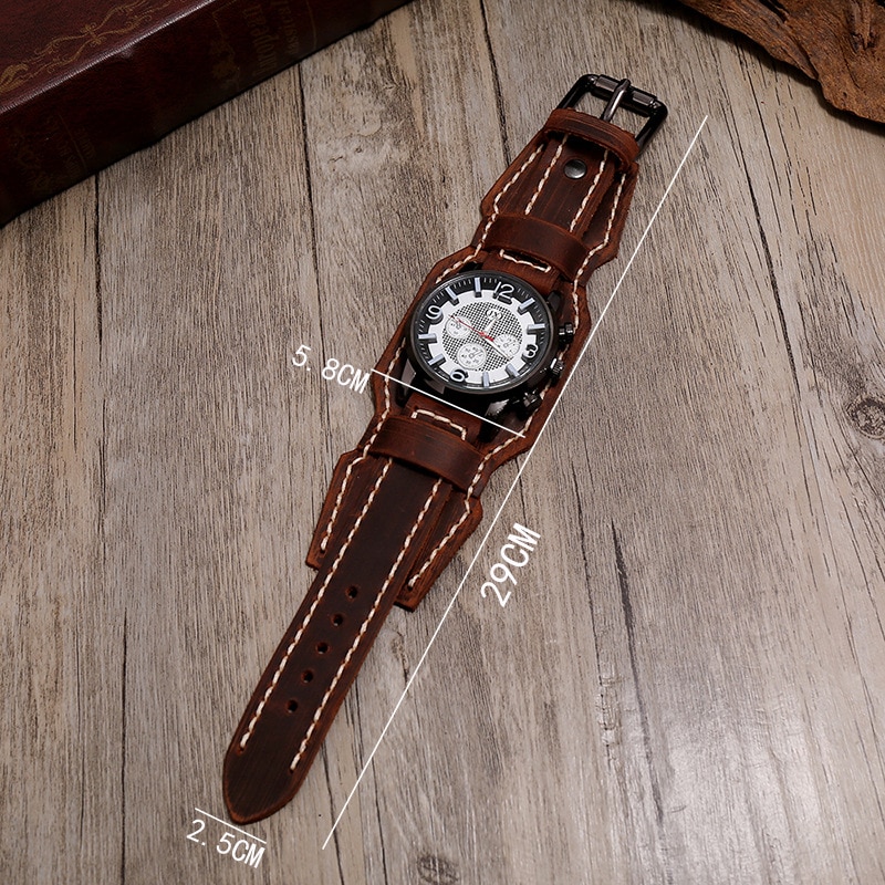 Đồng Hồ Đeo Tay Dây Da Bản Rộng Phong Cách punk Thời Trang 2020 Cho Nam Màu Sắc