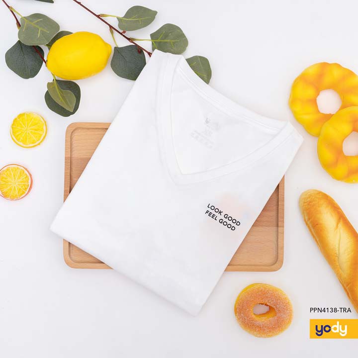 Áo thun nữ cổ tim trơn basic cotton YODY CHÍNH HÃNG - PPN4138 | BigBuy360 - bigbuy360.vn