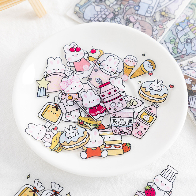 Set 40 Miếng Dán Hoạt Hình Thỏ Dễ Thương