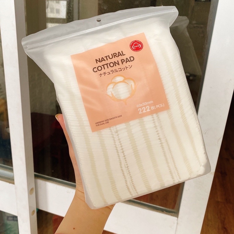 Bông tẩy trang 222 miếng Hatsu, bông cotton pads 100% tự nhiên an toàn, mềm mại