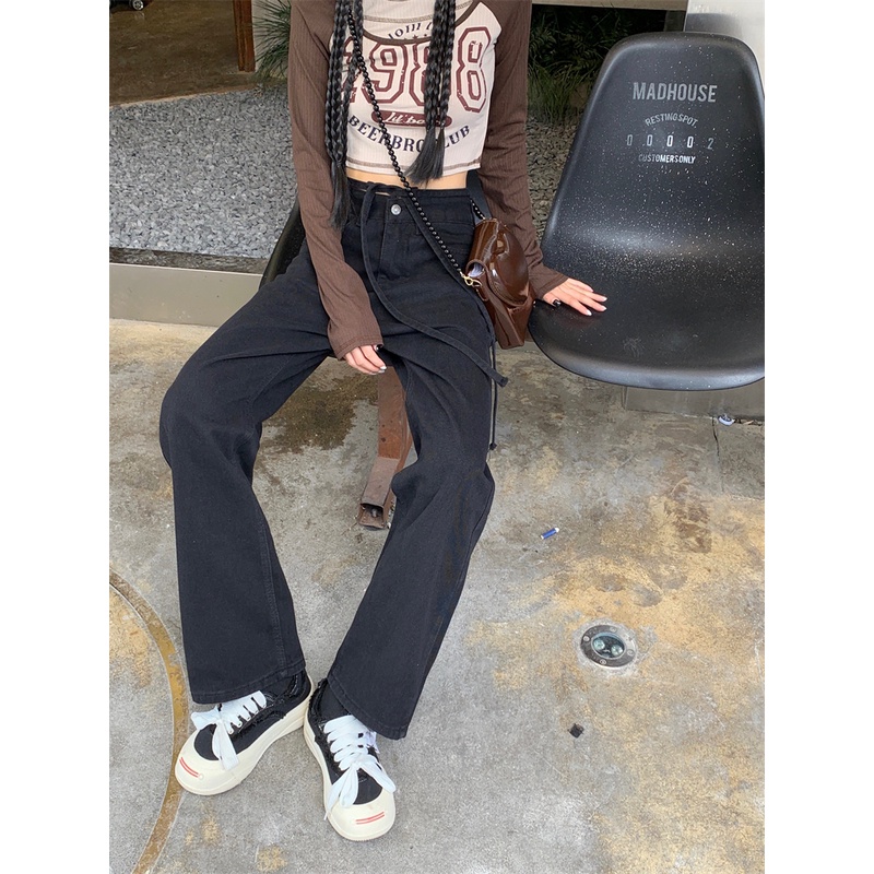 Quần jeans Nữ Dài Lưng Cao Dáng Rộng Thời Trang Hàn Quốc