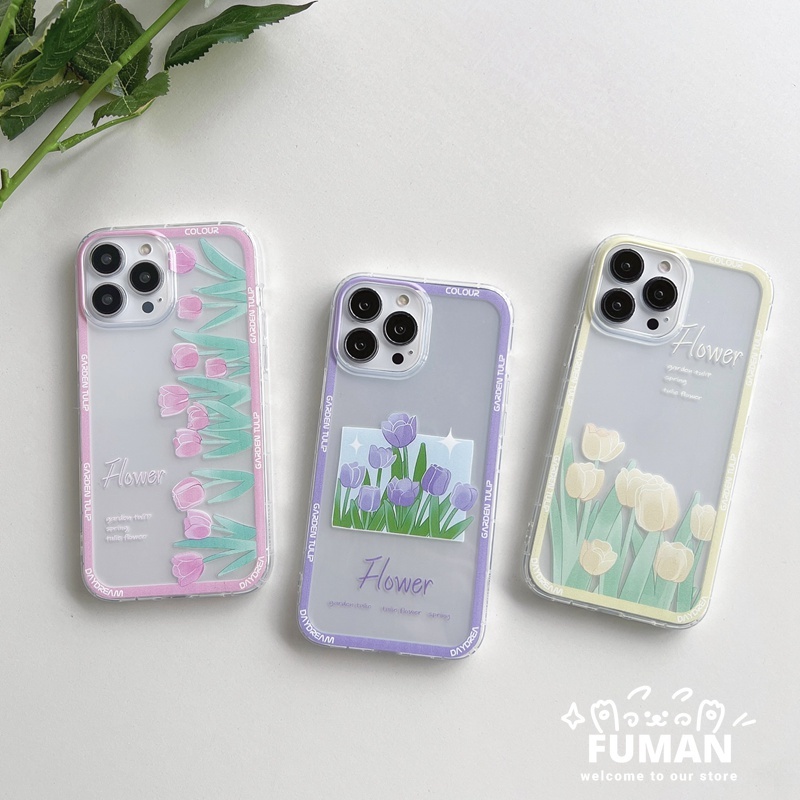 Ốp Điện Thoại TPU Mềm Trong Suốt Họa Tiết Hoa Tulip Cho Samsung Galaxy Note 20 S21 S20 Ultra FE S10 Lite 2020 S9 Plus + A03