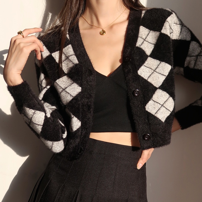 Áo Khoác Cardigan Dệt Kim Mềm Mại Dáng Ôm Phong Cách Retro Cho Nữ